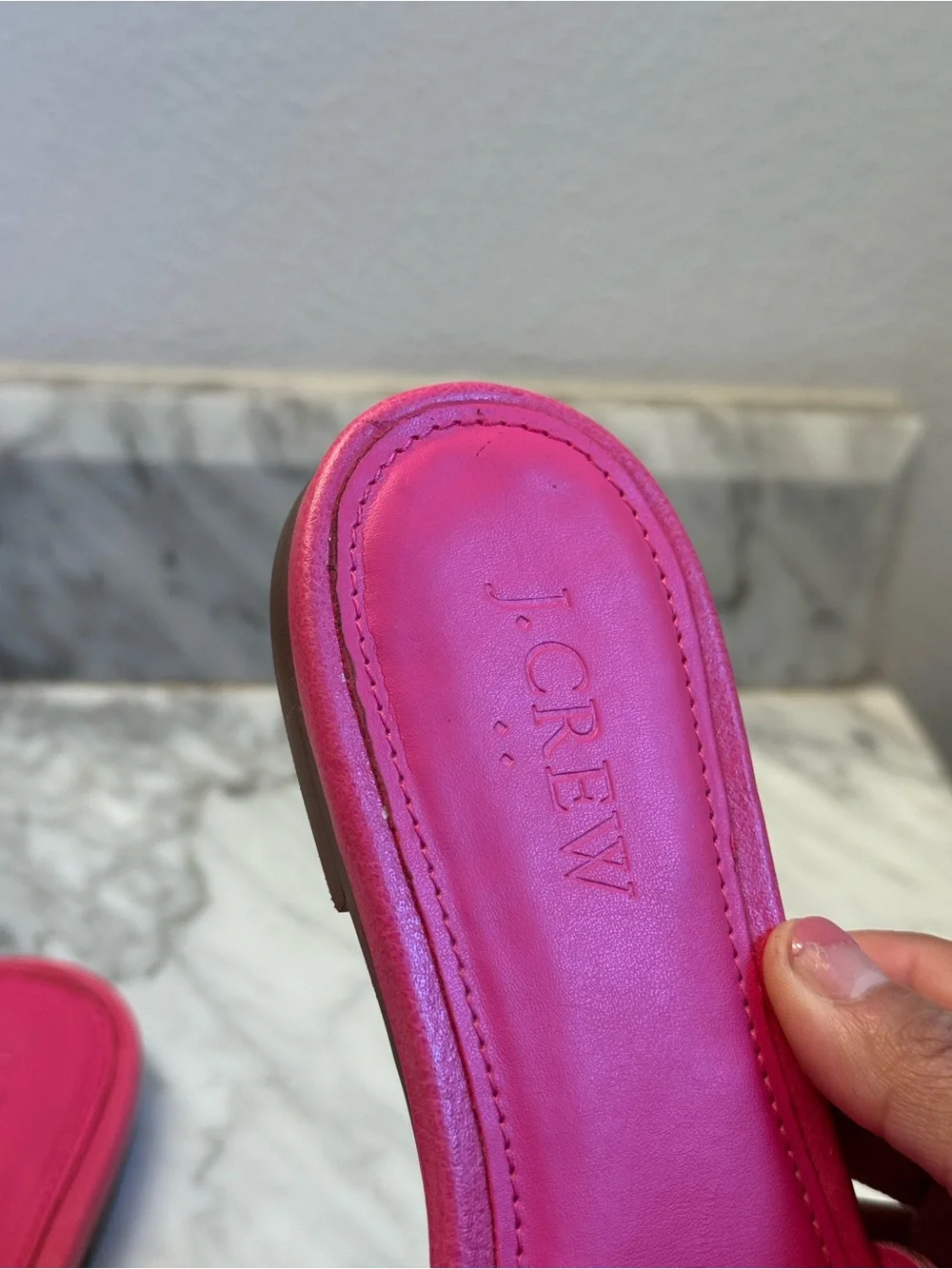 J. Crew Pink Double Knot Sandals Flats Size 7 Hot Pink Vacation Summer